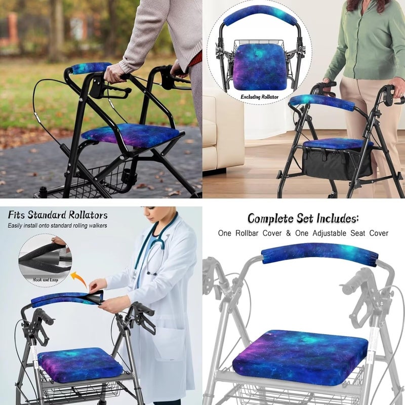 LedBack 3 Pcs Sets Rollator Walker Accessories Galaxy Print Universal Fit Walker Seat Cover Rollator Walker Seat & Backrest Covers, Rollator Storage Under Seat Bag - Image 4